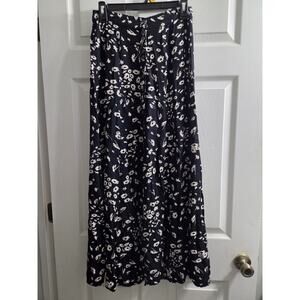Kimchi Blue Women's Black White Floral Maxi Skirt Button Front 100% Rayon Xs